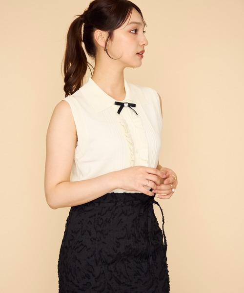 MISCH MASCH(ミッシュマッシュ)の「2026春夏新作 襟付きフリルノースリーブニット(ニット/セーター・レディース・イエロー/グレー・フリ-)」の17枚目の写真