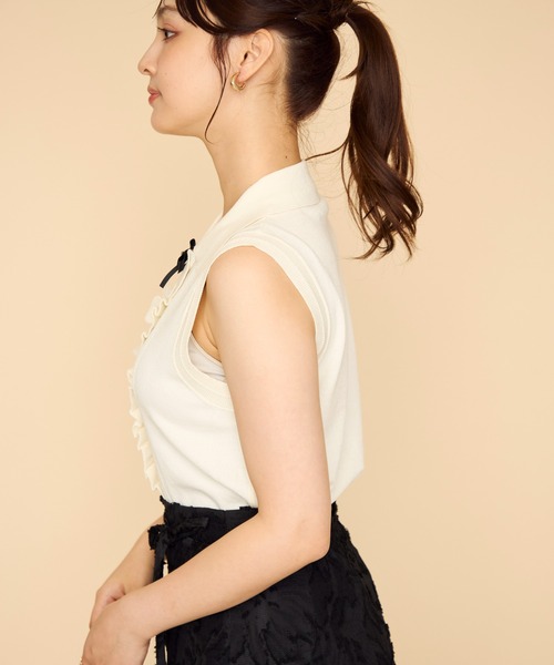 MISCH MASCH(ミッシュマッシュ)の「2026春夏新作 襟付きフリルノースリーブニット(ニット/セーター・レディース・イエロー/グレー・フリ-)」の20枚目の写真