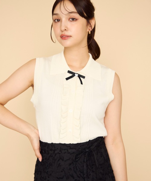 MISCH MASCH(ミッシュマッシュ)の「2026春夏新作 襟付きフリルノースリーブニット(ニット/セーター・レディース・イエロー/グレー・フリ-)」の21枚目の写真