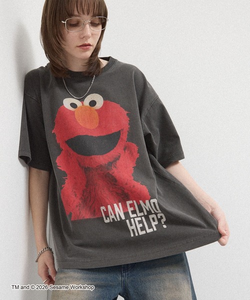 SESAME STREET(セサミストリート)の「<Exclusive> Sesame Street Vintage-Washed Oversized Tee / 別注 セサミストリート ヴィンテージ加工 オーバーサイズ グラフィックTシャツ(Tシャツ/カットソー・レディース・ブラック系/ブラック/ブラック系2・L/M)」の18枚目の写真