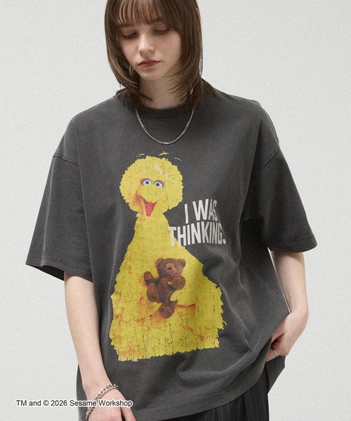 セール】＜Exclusive＞ Sesame Street Vintage-Washed Oversized Tee