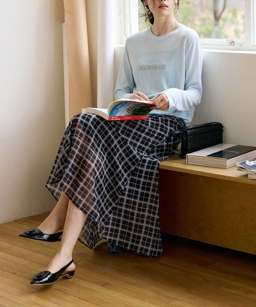 &soiree(アンドソワレ)の「シアーチェックフレアスカート(スカート・レディース・ブラック・SMALL/MEDIUM/LARGE)」の3枚目の写真