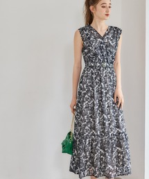 カシュクール花柄ロングワンピース