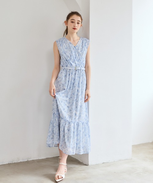 12Twelve Agenda(トゥエルブ アジェンダ)の「カシュクール花柄ロングワンピース(ワンピース・レディース・ブラック/サックスブルー・M)」の11枚目の写真