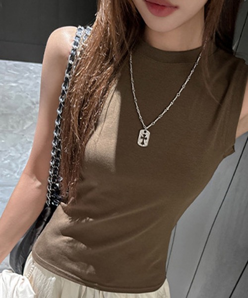 meJane(ミージェーン)の「ノースリーブTシャツ(タンクトップ・レディース・ホワイト/カーキ/ブラウン/ブラック/グレー・FREE)」の12枚目の写真