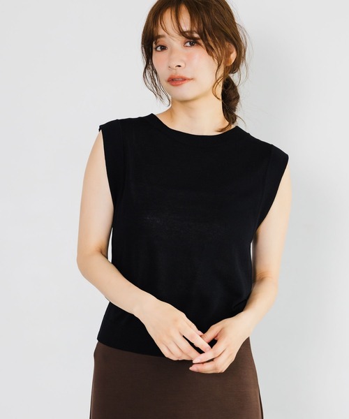 mysty woman（ミスティウーマン）の「シアーノースリニット　1047001（ニット/セーター・レディース・ブラック/オフホワイト/ボルドー・FREE）」の7枚目の写真