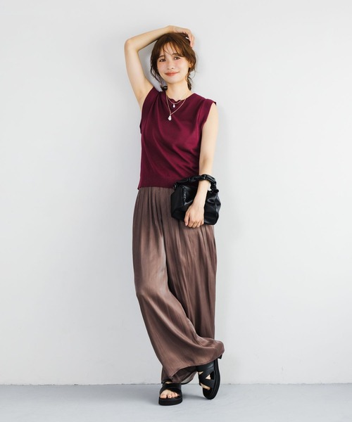 mysty woman（ミスティウーマン）の「シアーノースリニット　1047001（ニット/セーター・レディース・ブラック/オフホワイト/ボルドー・FREE）」の10枚目の写真