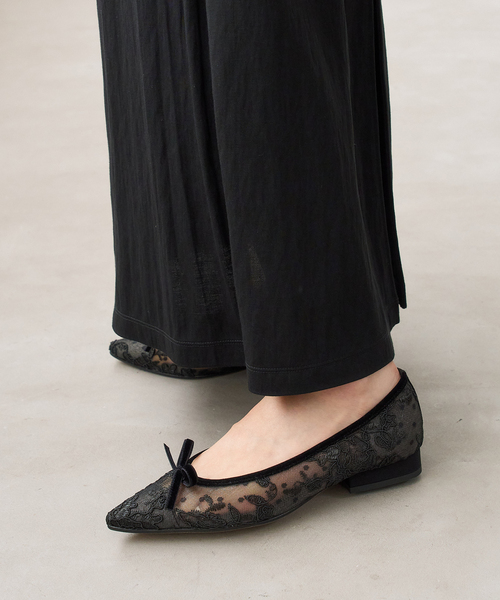 FLAT(フラット)の「《追加》ポインテッドシアーレースバレエ(バレエシューズ・レディース・ベージュ/ブラック×ブラック/ブラウン・23.5cm/25cm/22cm/25.5cm/23cm/24.5cm/22.5cm/24cm/21.5/21)」の9枚目の写真
