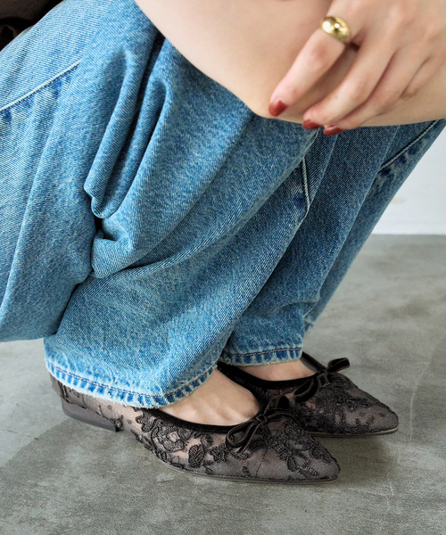 FLAT(フラット)の「《追加》ポインテッドシアーレースバレエ(バレエシューズ・レディース・ベージュ/ブラック×ブラック/ブラウン・23.5cm/25cm/22cm/25.5cm/23cm/24.5cm/22.5cm/24cm/21.5/21)」の13枚目の写真