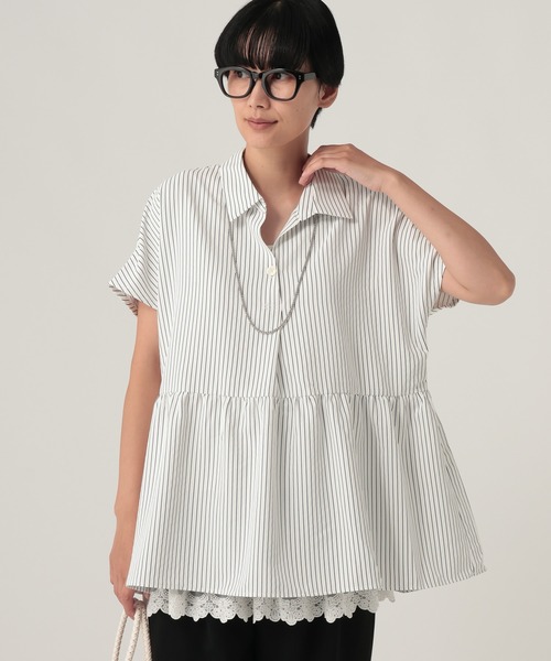 Elura(エルーラ)の「汗ジミ軽減スキッパーシャツ≪汗ジミ軽減&UVケア≫/912407(シャツ/ブラウス・レディース・オフホワイト/ネイビー/チャコールグレー/ブルー・FREE)」の3枚目の写真
