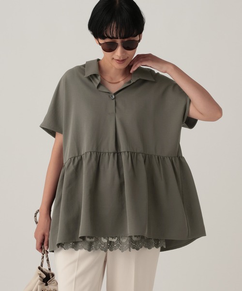 Elura(エルーラ)の「汗ジミ軽減スキッパーシャツ≪汗ジミ軽減&UVケア≫/912407(シャツ/ブラウス・レディース・オフホワイト/ネイビー/チャコールグレー/ブルー・FREE)」の19枚目の写真