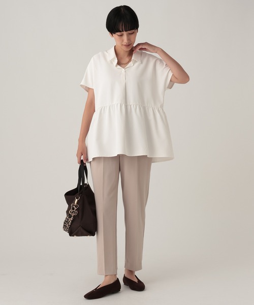Elura(エルーラ)の「汗ジミ軽減スキッパーシャツ≪汗ジミ軽減&UVケア≫/912407(シャツ/ブラウス・レディース・オフホワイト/ネイビー/チャコールグレー/ブルー・FREE)」の10枚目の写真
