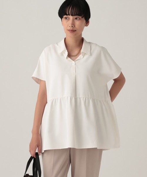 Elura(エルーラ)の「汗ジミ軽減スキッパーシャツ≪汗ジミ軽減&UVケア≫/912407(シャツ/ブラウス・レディース・オフホワイト/ネイビー/チャコールグレー/ブルー・FREE)」の14枚目の写真