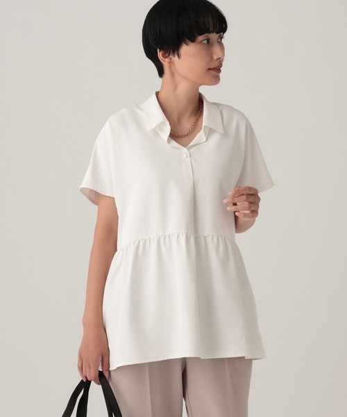 Elura(エルーラ)の「汗ジミ軽減スキッパーシャツ≪汗ジミ軽減&UVケア≫/912407(シャツ/ブラウス・レディース・オフホワイト/ネイビー/チャコールグレー/ブルー・FREE)」の12枚目の写真