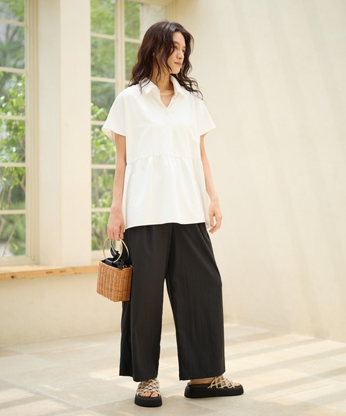 Elura(エルーラ)の「汗ジミ軽減スキッパーシャツ≪汗ジミ軽減&UVケア≫/912407(シャツ/ブラウス・レディース・オフホワイト/ネイビー/チャコールグレー/ブルー・FREE)」の5枚目の写真