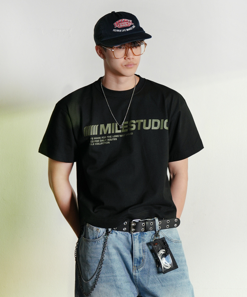 THE MILE(ザマイル)の「ガーメンツクロップマイルスタジオクルーネック_BLACK(Tシャツ/カットソー・メンズ・その他・X-LARGE/LARGE/MEDIUM/SMALL)」の1枚目の写真