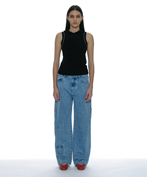 PARTIMENTO WOMEN(パルティメントウィメン)の「スタッドフードパーカーニットトップ_ブラック(ニット/セーター・レディース・その他・SMALL/MEDIUM)」の12枚目の写真