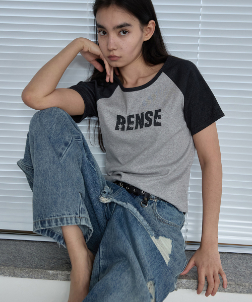 RENSE(レンセ)の「Raglan Color Block Logo Tee Charcoal(Tシャツ/カットソー・レディース・その他・OS)」の1枚目の写真