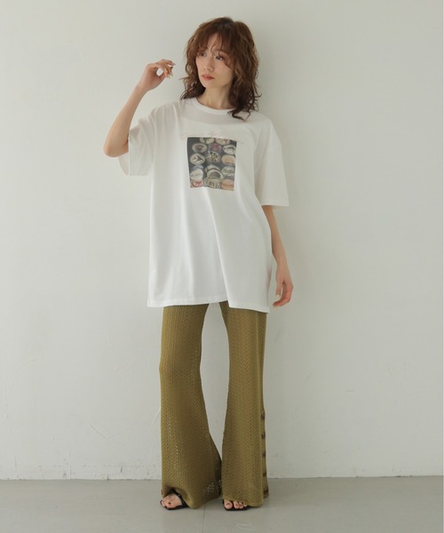CLEIO(クレイオ)の「【CLEIO】フォトプリント オーバーサイズTシャツ PHOTO PRINT OVERSIZE TEE(Tシャツ/カットソー・レディース・チャコールグレー/オフホワイト/オートミール・FREE)」の8枚目の写真