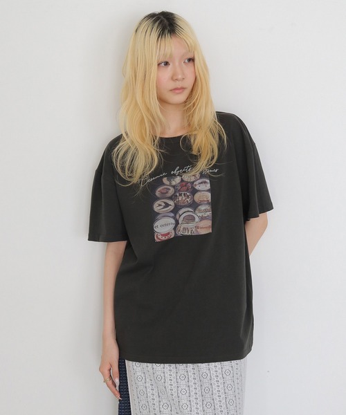 CLEIO(クレイオ)の「【CLEIO】フォトプリント オーバーサイズTシャツ PHOTO PRINT OVERSIZE TEE(Tシャツ/カットソー・レディース・チャコールグレー/オフホワイト/オートミール・FREE)」の20枚目の写真