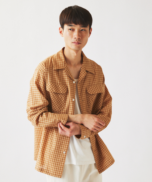 JOURNAL STANDARD relume(ジャーナルスタンダード レリューム)の「ドビー ミニチェック オープンカラーシャツ(シャツ/ブラウス・メンズ・ダークグリーン/シャーベット/ダークブルー・MEDIUM/LARGE)」の3枚目の写真