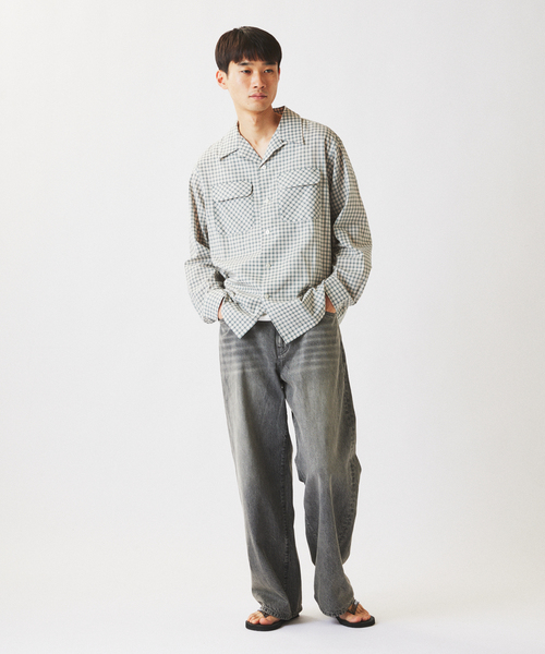 JOURNAL STANDARD relume(ジャーナルスタンダード レリューム)の「ドビー ミニチェック オープンカラーシャツ(シャツ/ブラウス・メンズ・ダークグリーン/シャーベット/ダークブルー・MEDIUM/LARGE)」の10枚目の写真