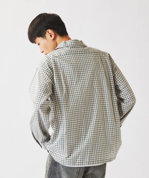 JOURNAL STANDARD relume(ジャーナルスタンダード レリューム)の「ドビー ミニチェック オープンカラーシャツ(シャツ/ブラウス・メンズ・ダークグリーン/シャーベット/ダークブルー・MEDIUM/LARGE)」の9枚目の写真