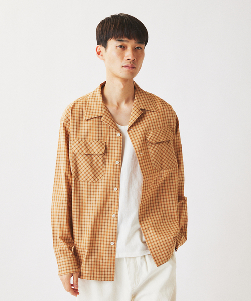 JOURNAL STANDARD relume(ジャーナルスタンダード レリューム)の「ドビー ミニチェック オープンカラーシャツ(シャツ/ブラウス・メンズ・ダークグリーン/シャーベット/ダークブルー・MEDIUM/LARGE)」の22枚目の写真