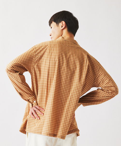 JOURNAL STANDARD relume(ジャーナルスタンダード レリューム)の「ドビー ミニチェック オープンカラーシャツ(シャツ/ブラウス・メンズ・ダークグリーン/シャーベット/ダークブルー・MEDIUM/LARGE)」の13枚目の写真