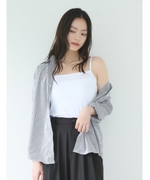 インナーキャミソール付きストライプシャツ