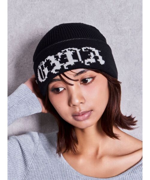 GYDA(ジェイダ)の「GYDAニットCAP(ニットキャップ/ビーニー・レディース・ブラック/オフホワイト・FREE)」の5枚目の写真