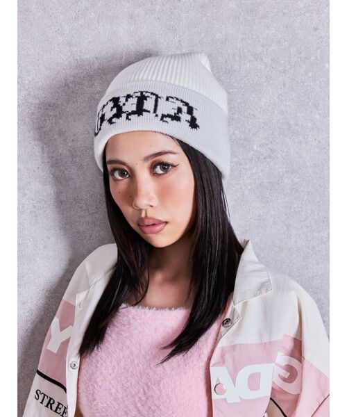 GYDA(ジェイダ)の「GYDAニットCAP(ニットキャップ/ビーニー・レディース・ブラック/オフホワイト・FREE)」の16枚目の写真