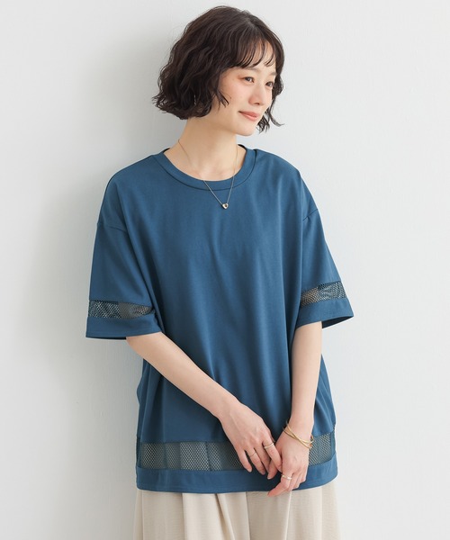 n'OrLABEL(ノアールレーベル)の「【接触冷感】ひんやり冷感メッシュ切替カットソー(Tシャツ/カットソー・レディース・オフホワイト/ブルー/ブラック・FREE)」の10枚目の写真