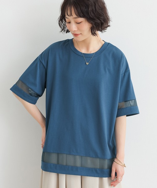 n'OrLABEL(ノアールレーベル)の「【接触冷感】ひんやり冷感メッシュ切替カットソー(Tシャツ/カットソー・レディース・オフホワイト/ブルー/ブラック・FREE)」の11枚目の写真