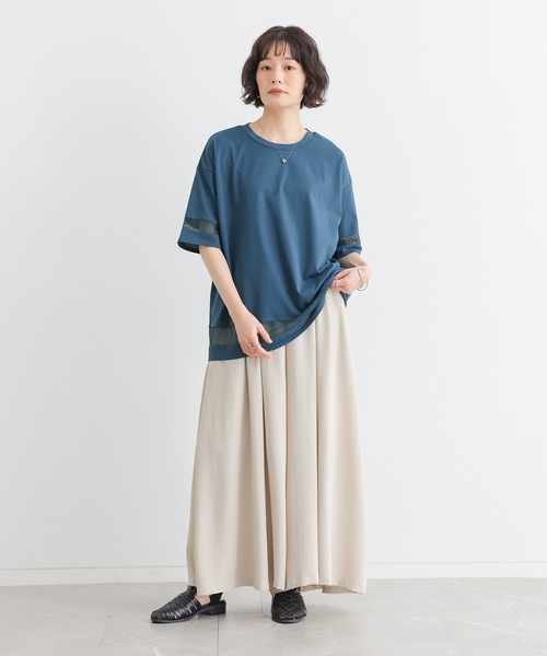 n'OrLABEL(ノアールレーベル)の「【接触冷感】ひんやり冷感メッシュ切替カットソー(Tシャツ/カットソー・レディース・オフホワイト/ブルー/ブラック・FREE)」の14枚目の写真