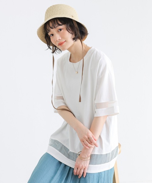 n'OrLABEL(ノアールレーベル)の「【接触冷感】ひんやり冷感メッシュ切替カットソー(Tシャツ/カットソー・レディース・オフホワイト/ブルー/ブラック・FREE)」の16枚目の写真