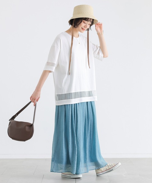 n'OrLABEL(ノアールレーベル)の「【接触冷感】ひんやり冷感メッシュ切替カットソー(Tシャツ/カットソー・レディース・オフホワイト/ブルー/ブラック・FREE)」の17枚目の写真