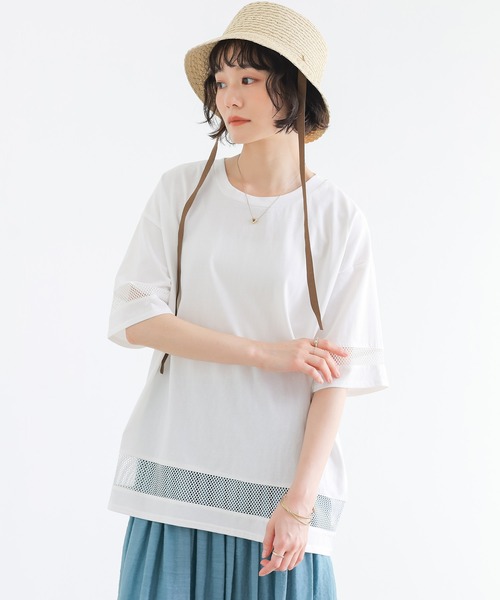 n'OrLABEL(ノアールレーベル)の「【接触冷感】ひんやり冷感メッシュ切替カットソー(Tシャツ/カットソー・レディース・オフホワイト/ブルー/ブラック・FREE)」の18枚目の写真