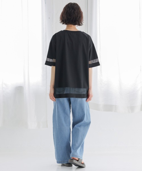 n'OrLABEL(ノアールレーベル)の「【接触冷感】ひんやり冷感メッシュ切替カットソー(Tシャツ/カットソー・レディース・オフホワイト/ブルー/ブラック・FREE)」の7枚目の写真