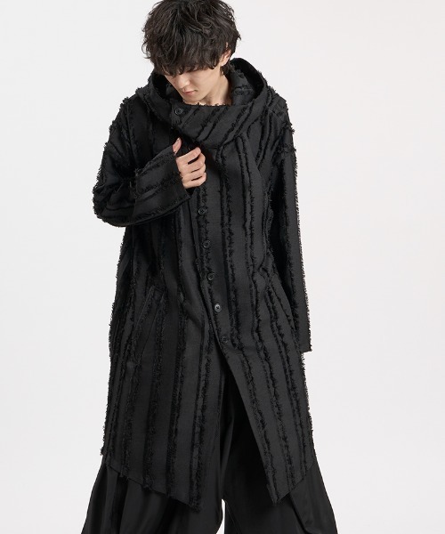 NO ID.（ノーアイディ）の「mj11794-ﾊﾞｯｸｽﾘｯﾄﾌｰﾃﾞｯﾄﾞｺｰﾄ(459006-552C)（その他アウター・メンズ・ブラック/ブラック×グレー/アイボリー・ONE SIZE）」の11枚目の写真