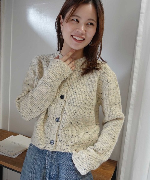 CORNERS(コーナーズ)の「ネップヤーンクルーネックカーディガン(カーディガン/ボレロ・レディース・ベージュ/アイボリー/ブラウン/ブラック・M)」の16枚目の写真