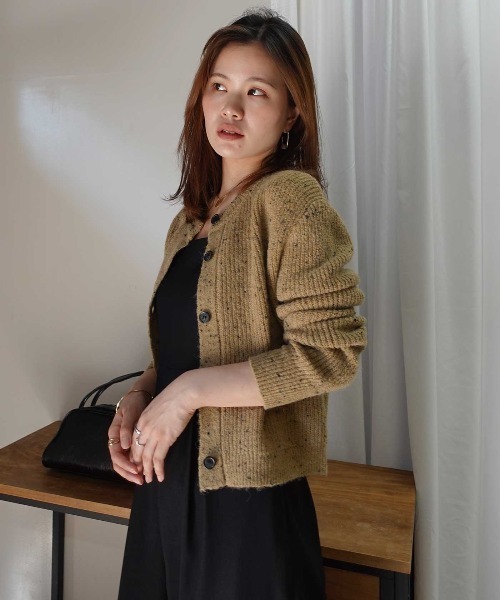 CORNERS(コーナーズ)の「ネップヤーンクルーネックカーディガン(カーディガン/ボレロ・レディース・ベージュ/アイボリー/ブラウン/ブラック・M)」の18枚目の写真