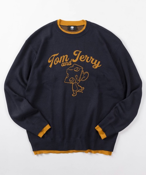 Tom&Jerry(トムアンドジェリー)の「【71】【TOM&JERRY/トムとジェリー】フェイクレイヤード 配色 ダブルジャガード ニット/クルーネック/ユニセックス/レディース/メンズ(ニット/セーター・レディース・ネイビー/ベージュ/ブラック/サックスブルー・M/XL/L)」の3枚目の写真
