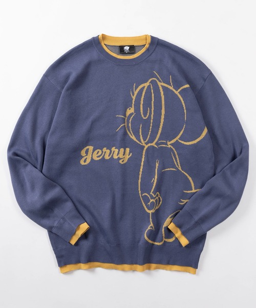 Tom&Jerry(トムアンドジェリー)の「【71】【TOM&JERRY/トムとジェリー】フェイクレイヤード 配色 ダブルジャガード ニット/クルーネック/ユニセックス/レディース/メンズ(ニット/セーター・レディース・ネイビー/ベージュ/ブラック/サックスブルー・M/XL/L)」の4枚目の写真