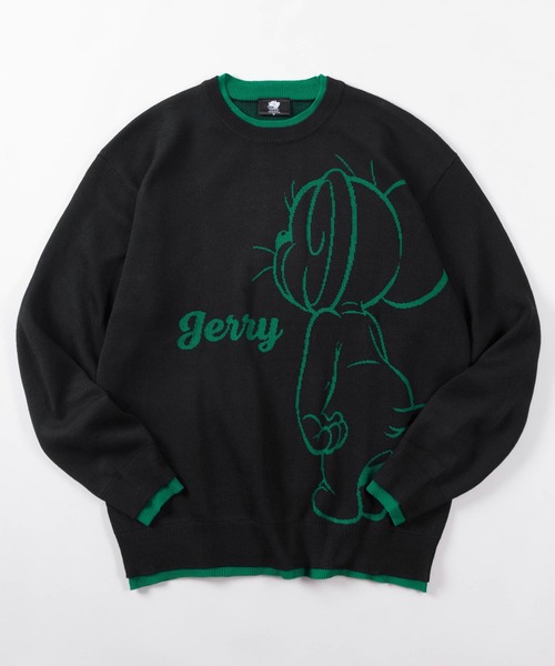 Tom&Jerry(トムアンドジェリー)の「【71】【TOM&JERRY/トムとジェリー】フェイクレイヤード 配色 ダブルジャガード ニット/クルーネック/ユニセックス/レディース/メンズ(ニット/セーター・レディース・ネイビー/ベージュ/ブラック/サックスブルー・M/XL/L)」の2枚目の写真