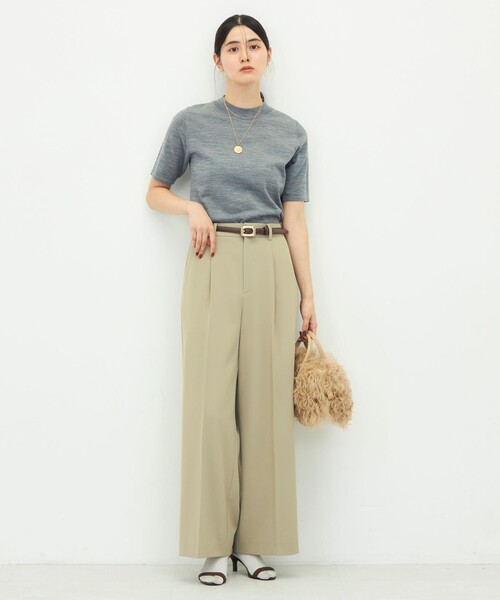 NOLLEY’S Sophi(ノーリーズソフィ)の「《抗ピンリング/アンサンブル対応/手洗い可能》ウール100ハイネック5分袖プルオーバー(ニット/セーター・レディース・レッド/グレー/サックスブルー/オリーブ・38)」の14枚目の写真