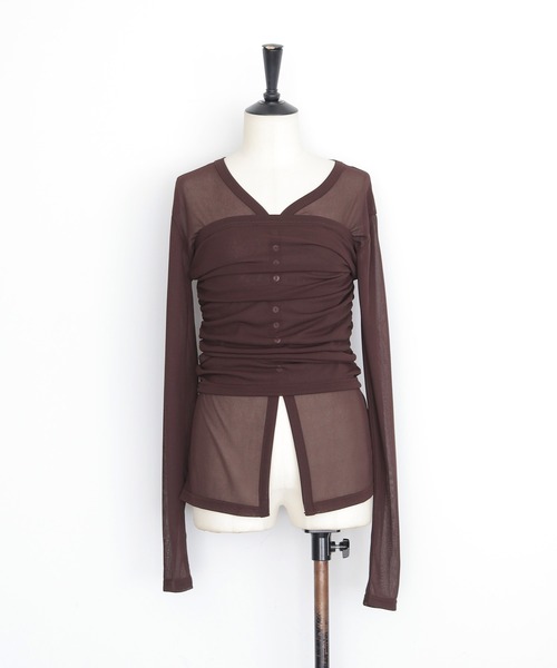cheriella（シェリエラ）の「【cheriella】シアービスチェセットカーディガン　SHEER BUSTIER SET CARDIGAN（カーディガン/ボレロ・レディース・イエロー/ブラウン/グレイッシュベージュ・FREE）」の16枚目の写真
