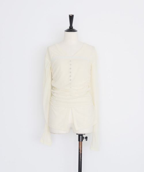 cheriella（シェリエラ）の「【cheriella】シアービスチェセットカーディガン　SHEER BUSTIER SET CARDIGAN（カーディガン/ボレロ・レディース・イエロー/ブラウン/グレイッシュベージュ・FREE）」の12枚目の写真