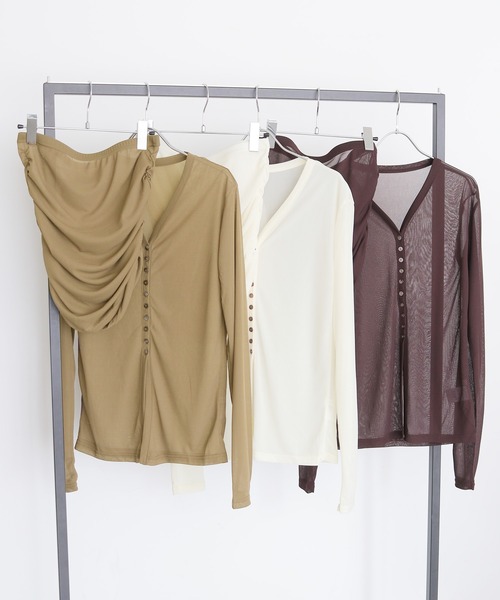 cheriella（シェリエラ）の「【cheriella】シアービスチェセットカーディガン　SHEER BUSTIER SET CARDIGAN（カーディガン/ボレロ・レディース・イエロー/ブラウン/グレイッシュベージュ・FREE）」の13枚目の写真
