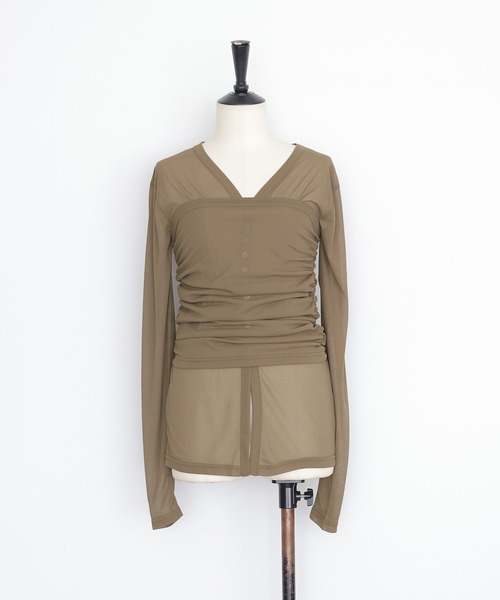 cheriella（シェリエラ）の「【cheriella】シアービスチェセットカーディガン　SHEER BUSTIER SET CARDIGAN（カーディガン/ボレロ・レディース・イエロー/ブラウン/グレイッシュベージュ・FREE）」の18枚目の写真